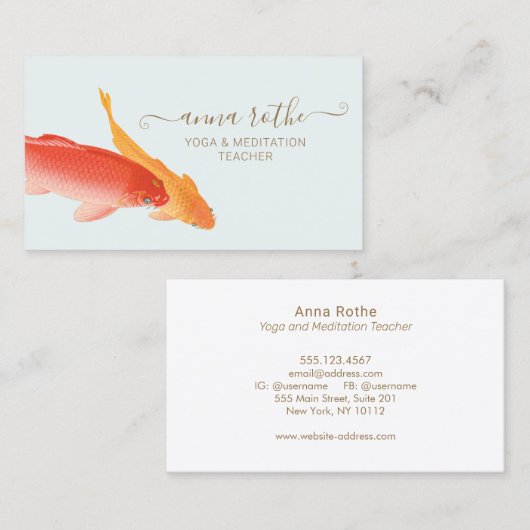Koi Fish Yoga und Meditation Lehrer Visitenkarte (Vorne/Hinten)