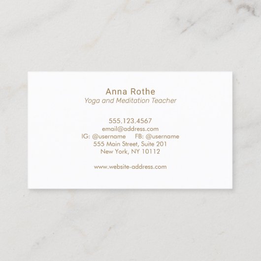 Koi Fish Yoga und Meditation Lehrer Visitenkarte (Rückseite)