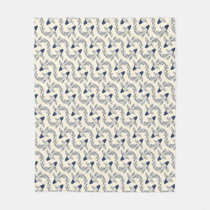 Koi Goldfisch Wellenmuster in Blau und Creme Fleecedecke