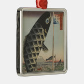 Koi Hiroshige Fish Festival Flag Ornament Aus Metall (Rechts)
