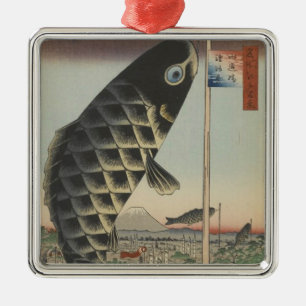 Koi Hiroshige Fish Festival Flag Ornament Aus Metall