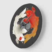 Koi im japanischen Stil Große Wanduhr (Winkel)