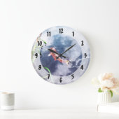 Koi im wirbelnden Wasser Große Wanduhr (Zuhause)