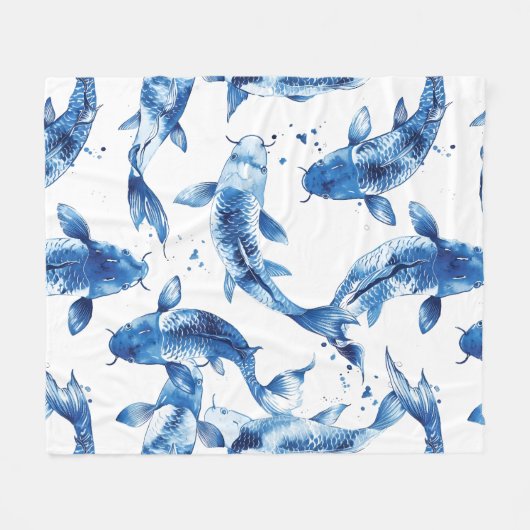 Koi indigo shibori fleecedecke (Vorderseite (Horizontal))