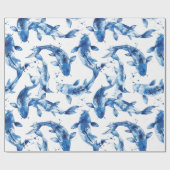 Koi indigo shibori muster geschenkpapier (Flach)