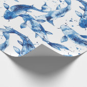 Koi indigo shibori muster geschenkpapier (Ecke)