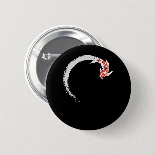 Koi Japanese Enso Circle Carp Fish Button (Vorne & Hinten)