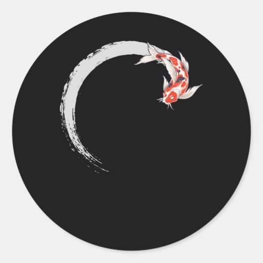 Koi Japanese Enso Circle Carp Fish Runder Aufkleber (Vorderseite)