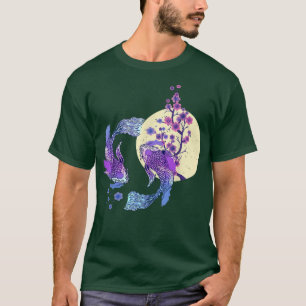 Koi Japanisch Koi Carp Full Moon Yin Yang Cherry B T-Shirt
