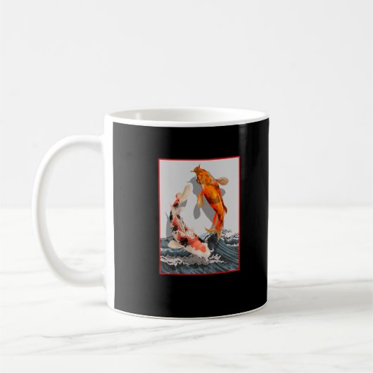 Koi Japanischer Wave Water Carp Fisch Kaffeetasse (Links)