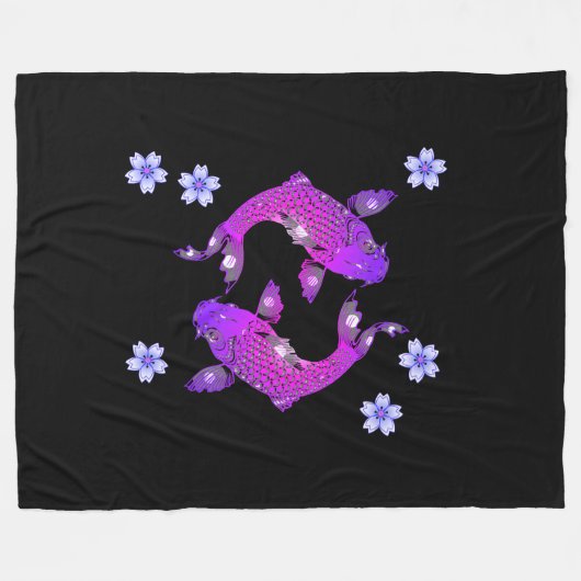 Koi-Karpfen Fleecedecke (Vorderseite (Horizontal))