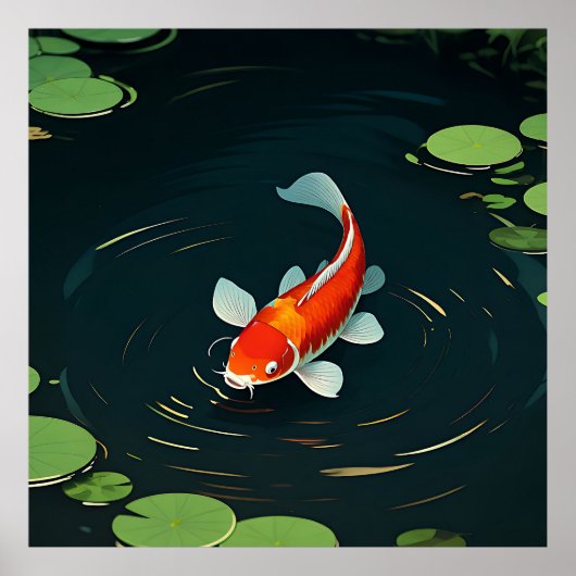 Koi-Karpfen-Lotus-Teich Serenität Poster (Vorne)