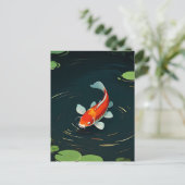 Koi-Karpfen-Lotus-Teich Serenität Postkarte (Stehend Vorderseite)