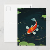Koi-Karpfen-Lotus-Teich Serenität Postkarte (Vorne/Hinten)