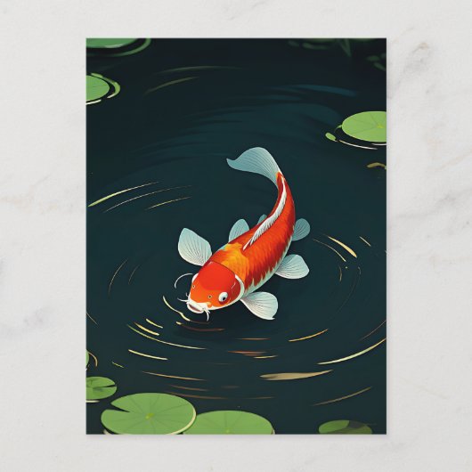 Koi-Karpfen-Lotus-Teich Serenität Postkarte (Vorderseite)
