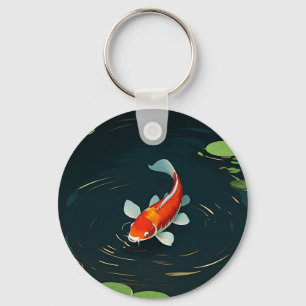 Koi-Karpfen-Lotus-Teich Serenität Schlüsselanhänger