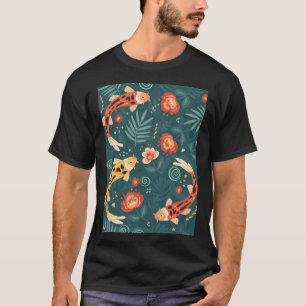 Koi-Karpfen nahtloses Muster im Stil der Volkskuns T-Shirt