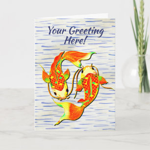 Koi-Karpfenfisch Orange Grün zum Geburtstag Karte
