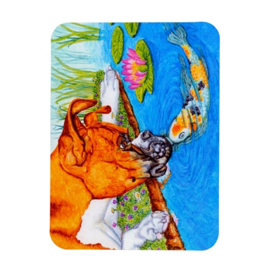 Koi Kiss Boxer Dog Illustration Magnet (Vertikal)