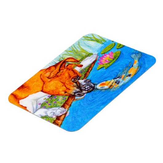 Koi Kiss Boxer Dog Illustration Magnet (Linke Seite)