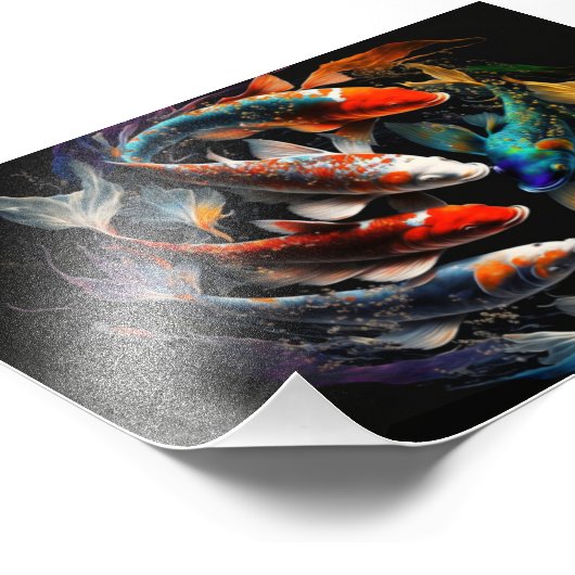 Koi, Koi Fish, Art Print, Poster (Ecke)