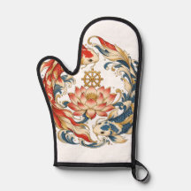 Koi Lotus Dharma Wheel Meditation Oven Mitt
