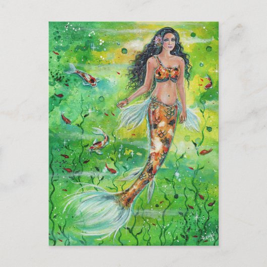 Koi mermaid Lily von Renee Lavoie Postkarte (Vorderseite)