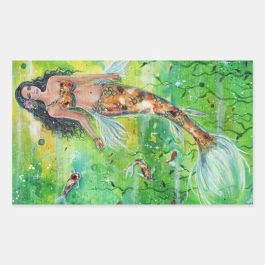 Koi mermaid Lily von Renee Lavoie Rechteckiger Aufkleber (Vorderseite)