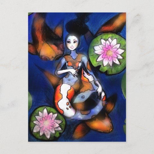 Koi Mermaid Postcard Print Postkarte (Vorderseite)