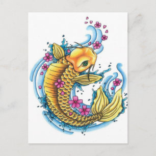 Koi mit Cherry Blossoms Postkarte