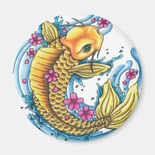Koi mit Kirschblüten Großmagnet Magnet
