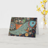 Koi Mosaic Grußkarte Karte (Gelbe Blume)