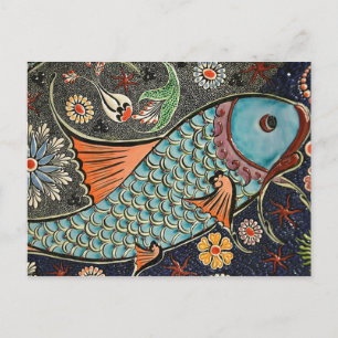 Koi Mosaic Postcard Postkarte