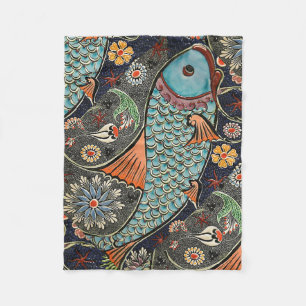 Koi Mosaik Fleecedecke