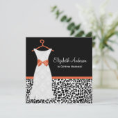 Koi Orange Gown Leopard PrintBridal Dusche Einladung (Stehend Vorderseite)