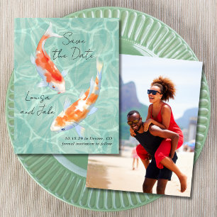 Koi-Paar Tropisches Save-the-Date-Foto Einladung