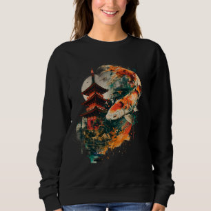 Koi Pagoda Japanischer Teich Lover Japanischer Koi Sweatshirt