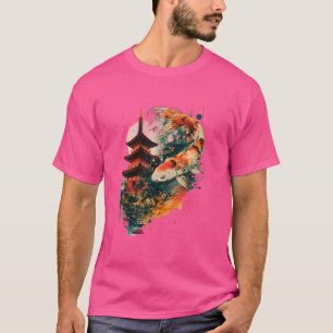 Koi Pagoda Japanischer Teich Lover Japanischer Koi T-Shirt