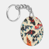 Koi Pattern runder Acrylischer Schlüsselanhänger (Vorderseite links)