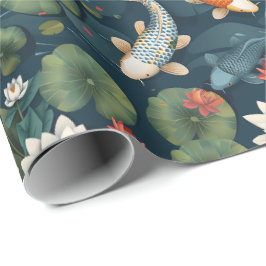 Koi Pond and Lotus Flowers Pattern, Elegant Nature Geschenkpapier