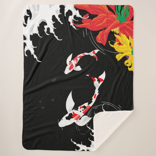 Koi Pond - black - Japanese Design Blanket Sherpadecke (Vorderseite)