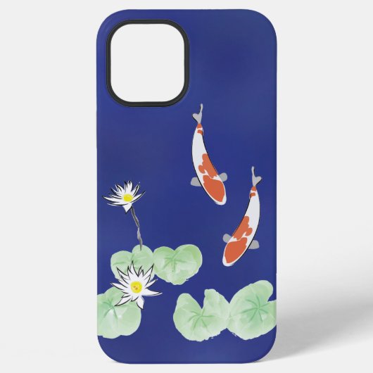Koi Pond Blue iPhone 12 Pro Max Fall Hülle (Rückseite)