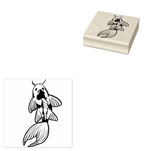 Koi Pond Fish Artwork Gummistempel (Stempel)