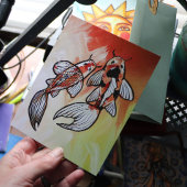 Koi Pond Fish Artwork Postkarte