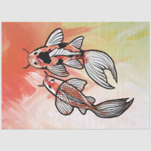 Koi Pond Fish Artwork Seidenpapier