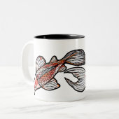 Koi Pond Fish Artwork Zweifarbige Tasse (Vorderseite Links)