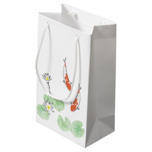 Koi Pond Geschenktasche Kleine Geschenktüte (Rückseite Schrägansicht)