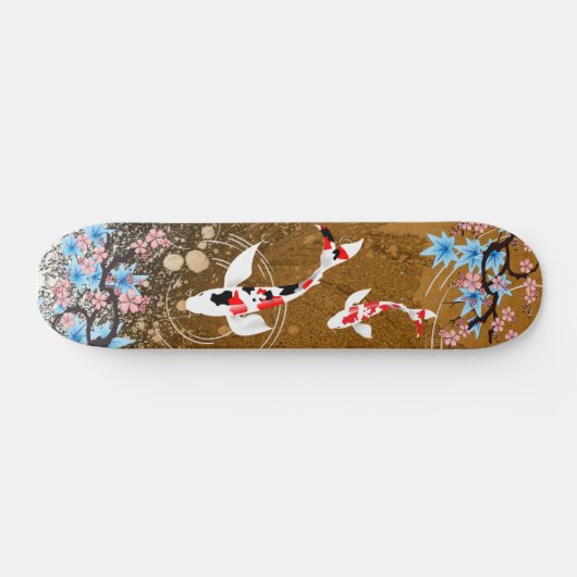 Koi Pond - Holz - Japanisches Design Skateboard (Horizontal)