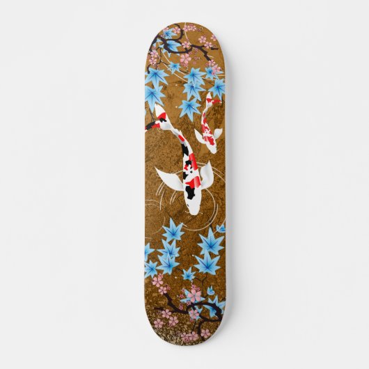 Koi Pond - Holz - Japanisches Design Skateboard (Vorne)