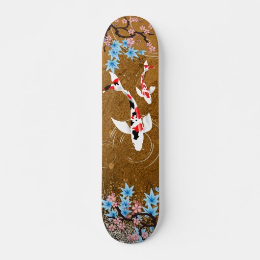 Koi Pond - Holz - Japanisches Design Skateboard (Vorne)